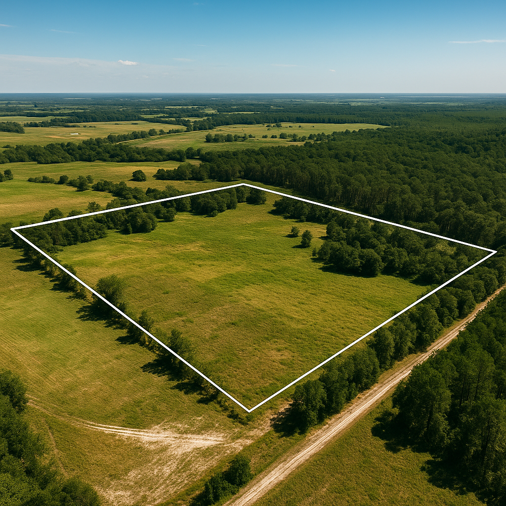 Florida Tract 01 - Aerial view of undeveloped land parcels in Florida showing property boundaries and natural terrain